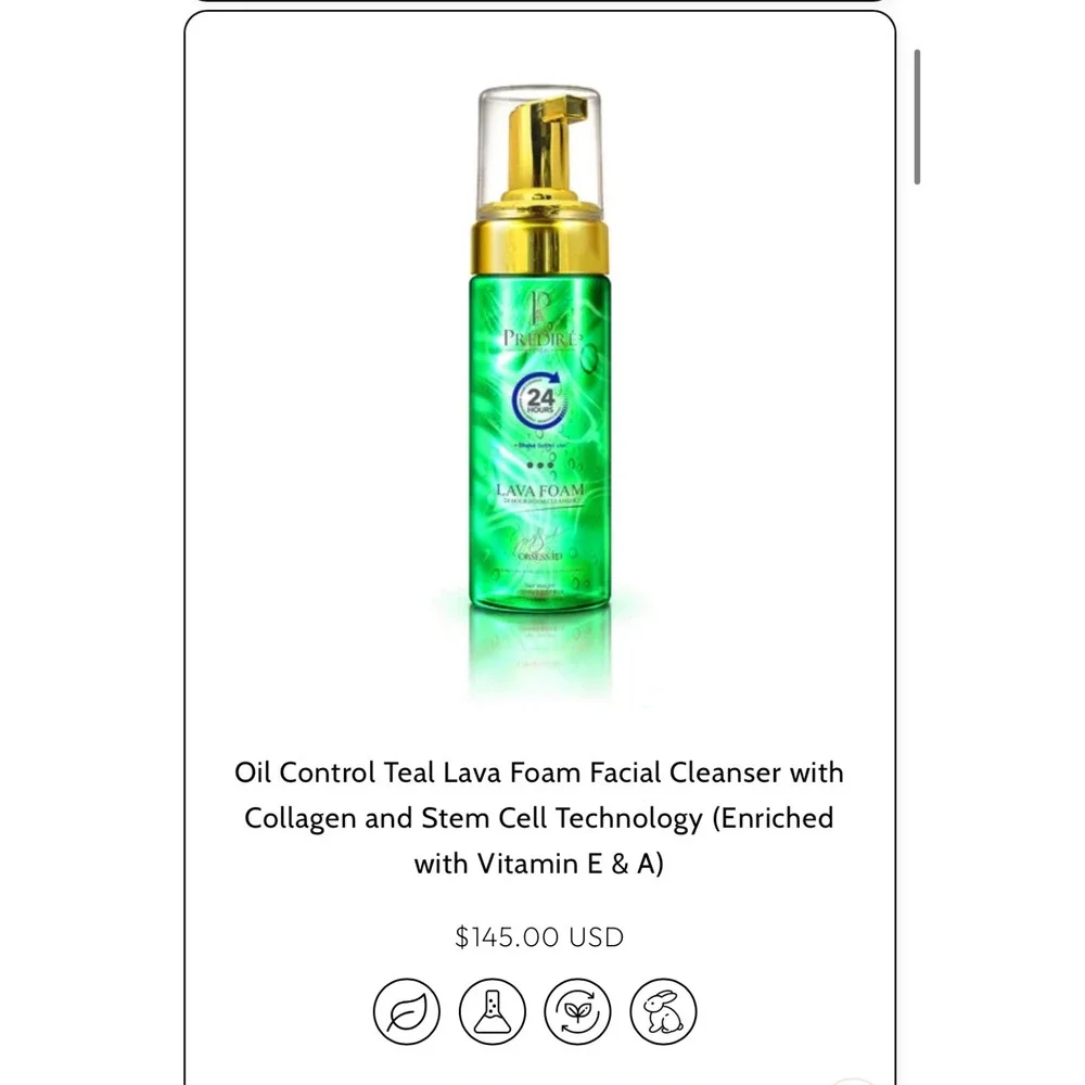 Predire Paris Lava Foam Facial‎ Cleanser Oil Control $145 Collagen Stem Cell